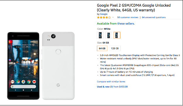 Google pixel 2 white - Amazon