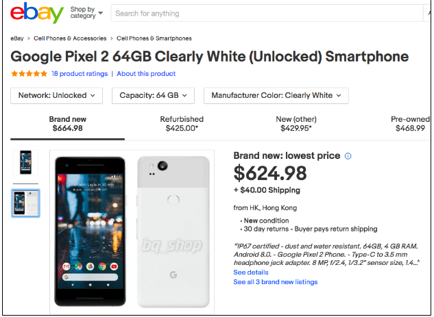 Google Pixel 2 ebay